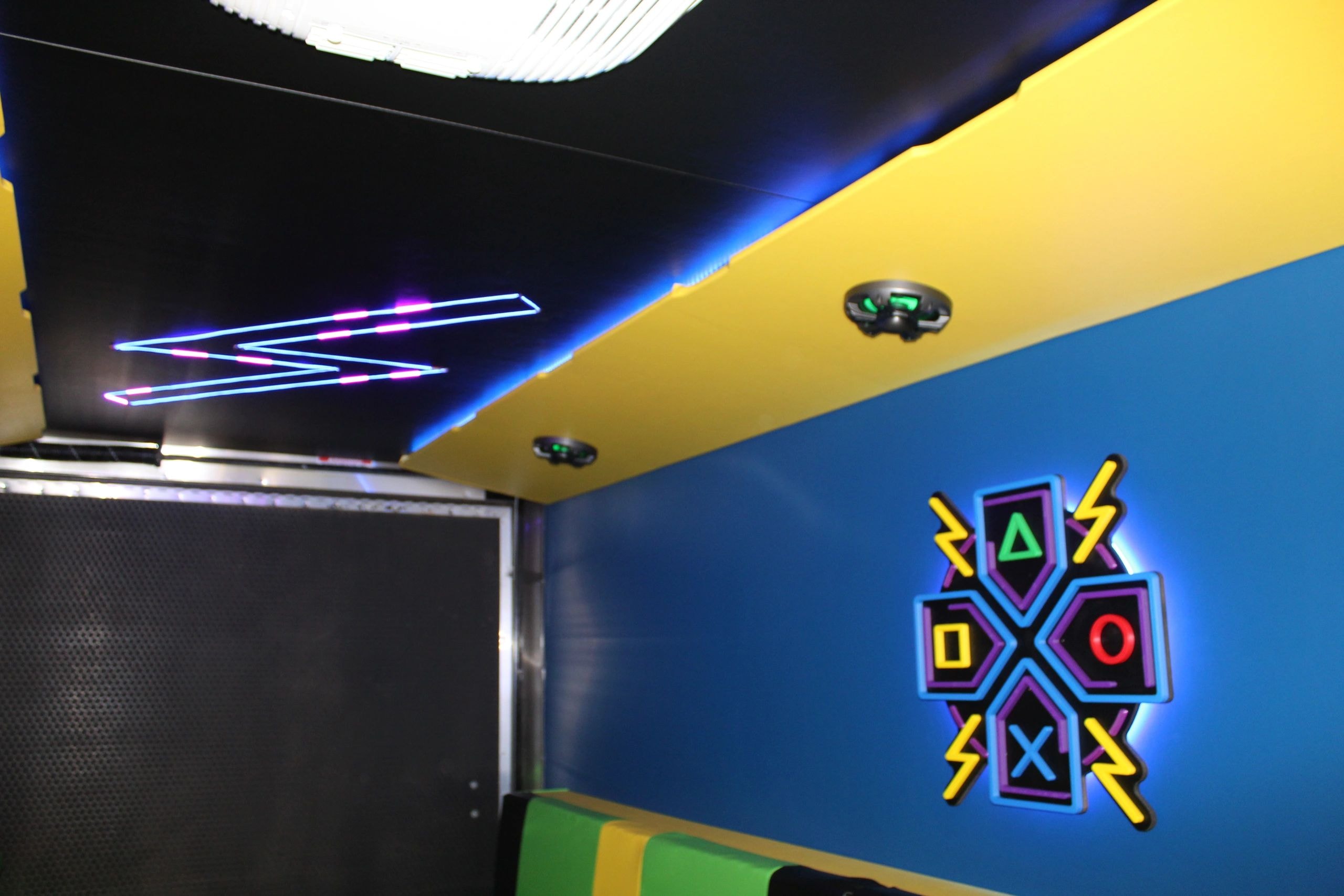 Dynamic LED lighting inside the Precision Mobile Gaming truck